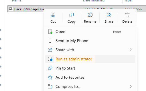 Run installer as administrator