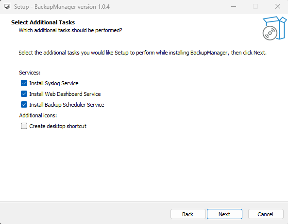 Select additional installation tasks